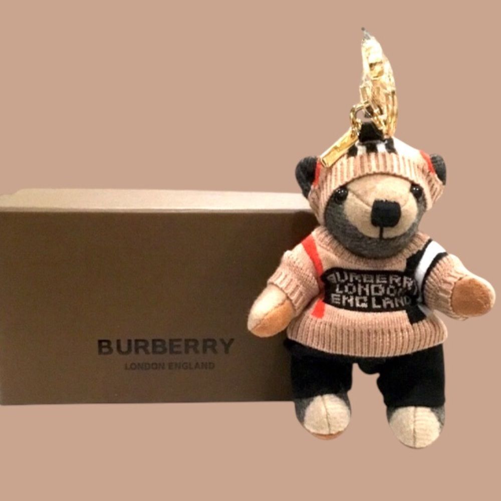 BURBERRY THOMAS SWEATER TEDDY BEAR KEYCHAIN CHARM - Picture 2 of 7